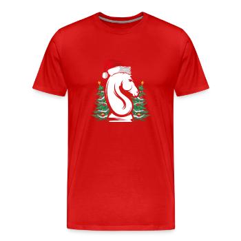 Springer Mit Weihnachtsmütze - Männer Premium Bio T-Shirt - Rot - Vorne - Damien (186cm)