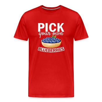Blueberry, Fruit, Blueberry - Men's Premium Organic T-Shirt - red - Front - Damien (186cm)