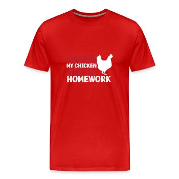 Mon poulet a mangé mes devoirs - T-shirt bio Premium Homme - rouge - Devant - Damien (186cm)