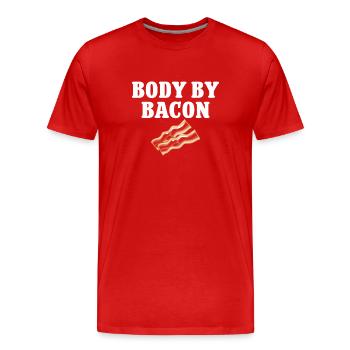Bacon Food Pork Bacon - Men's Premium Organic T-Shirt - red - Front - Damien (186cm)
