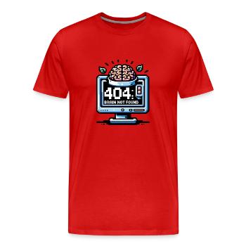 Erreur 404 Cerveau introuvable - T-shirt bio Premium Homme - rouge - Devant - Damien (186cm)