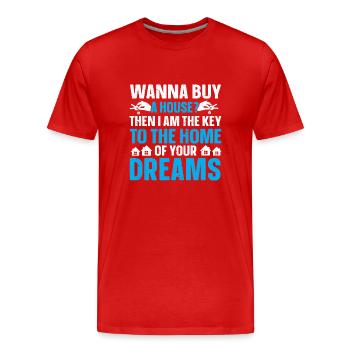 Cadeau d’agent immobilier pour agent immobilier - T-shirt bio Premium Homme - rouge - Devant - Damien (186cm)
