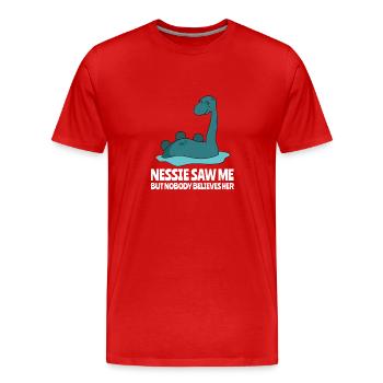 Drôle de Nessie Monstre du Loch Ness Monstres - T-shirt bio Premium Homme - rouge - Devant - Damien (186cm)