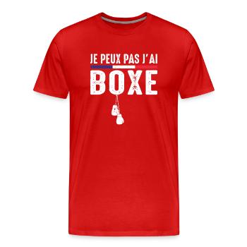 Boxe Je Peux pas j'ai boxe Boxeur boxing france - T-shirt bio Premium Homme - rouge - Devant - Damien (186cm)