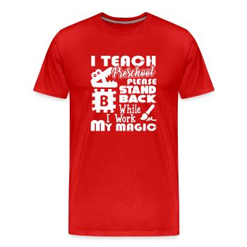 Preschool Teacher Preschool Teacher Work - Men's Premium Organic T-Shirt - red - Front - Damien (186cm)