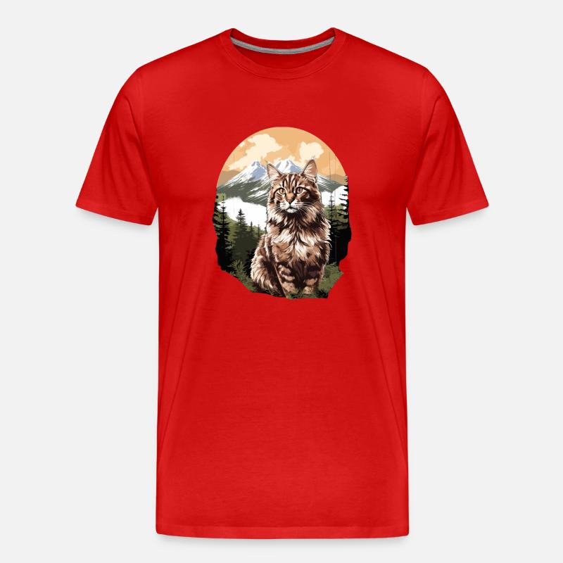 Norwegian Forest Cat - Männer Premium Bio T-Shirt - Rot