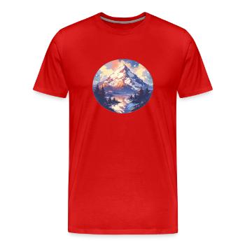 Mountain Mountains Mountain Mountains Mountain Landscape Mountaineer - Men's Premium Organic T-Shirt - red - Front - Damien (186cm)