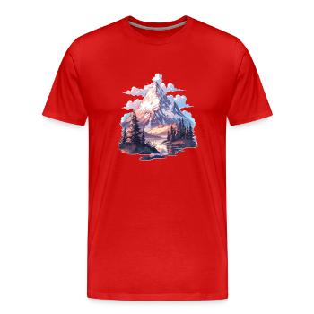 Mountain Mountains Mountain Mountains Mountain Landscape Mountaineer - Men's Premium Organic T-Shirt - red - Front - Damien (186cm)