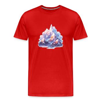 Mountain Mountains Mountains Mountain Landscape Mountaineers - Men's Premium Organic T-Shirt - red - Front - Damien (186cm)