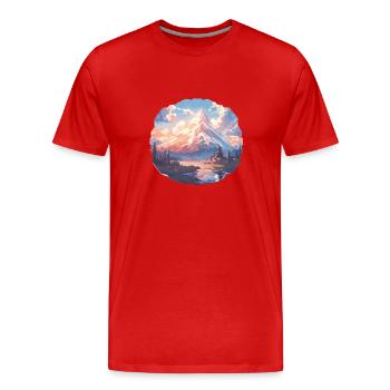 Mountain Mountains Mountain Mountains Mountain Landscape Mountaineer - Men's Premium Organic T-Shirt - red - Front - Damien (186cm)