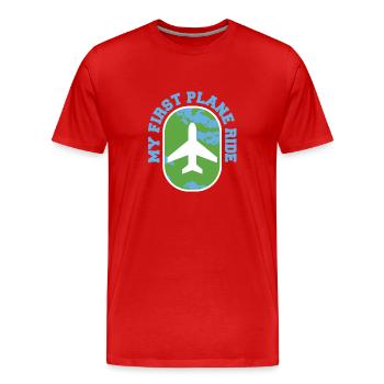 Mon premier voyage de vacances en avion en solo - T-shirt bio Premium Homme - rouge - Devant - Damien (186cm)