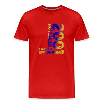 2001 November Limited Edition 22. Geburtstag Deko - Männer Premium Bio T-Shirt - Rot - Vorne - Damien (186cm)