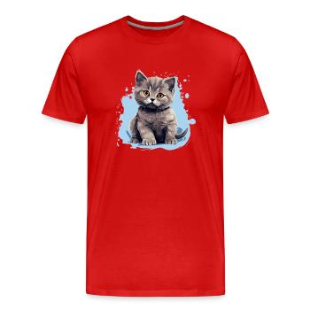British Shorthair - Men's Premium Organic T-Shirt - red - Front - Damien (186cm)