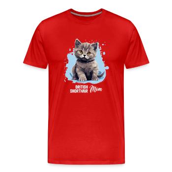 British Shorthair - Men's Premium Organic T-Shirt - red - Front - Damien (186cm)