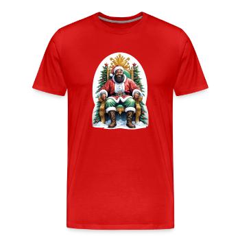 Weihnachtsmann sitzt auf seinem goldenen Thron - Männer Premium Bio T-Shirt - Rot - Vorne - Damien (186cm)