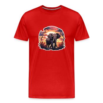 Elephant, Elephant, Pachyderm, Animal, Africa, Safari - Men's Premium Organic T-Shirt - red - Front - Damien (186cm)