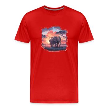 Elephant Elephant Pachyderm Animal Africa Safari - Men's Premium Organic T-Shirt - red - Front - Damien (186cm)