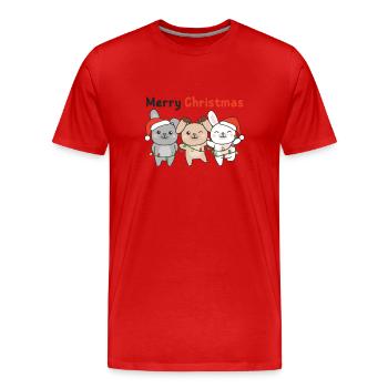 Lapin, Noël, Hiver, Animaux, Lapin - T-shirt bio Premium Homme - rouge - Devant - Damien (186cm)