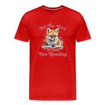 All Cool Kids Read Fox - Men's Premium Organic T-Shirt - red - Front - Damien (186cm)