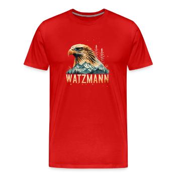 Sublime Aigle Gypaète Barbu sur le Mont Watzmann - T-shirt bio Premium Homme - rouge - Devant - Damien (186cm)