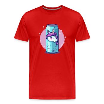 sprudeliger Einhorn Saft aus der Dose - Männer Premium Bio T-Shirt - Rot - Vorne - Damien (186cm)