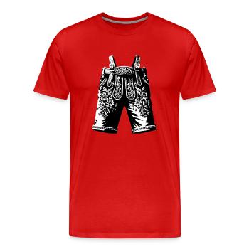 Lederhose | Traditional Bavarian Lederhosen - Männer Premium Bio T-Shirt - Rot - Vorne - Damien (186cm)