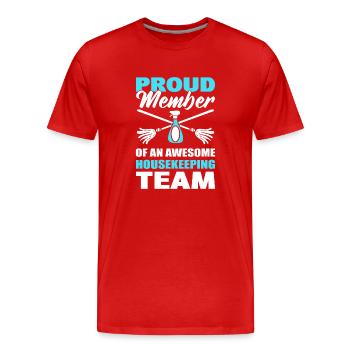 Haushaltshumor Zimmermädchen - Männer Premium Bio T-Shirt - Rot - Vorne - Damien (186cm)
