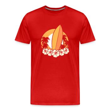 Surfbrett Surfer - Männer Premium Bio T-Shirt - Rot - Vorne - Damien (186cm)