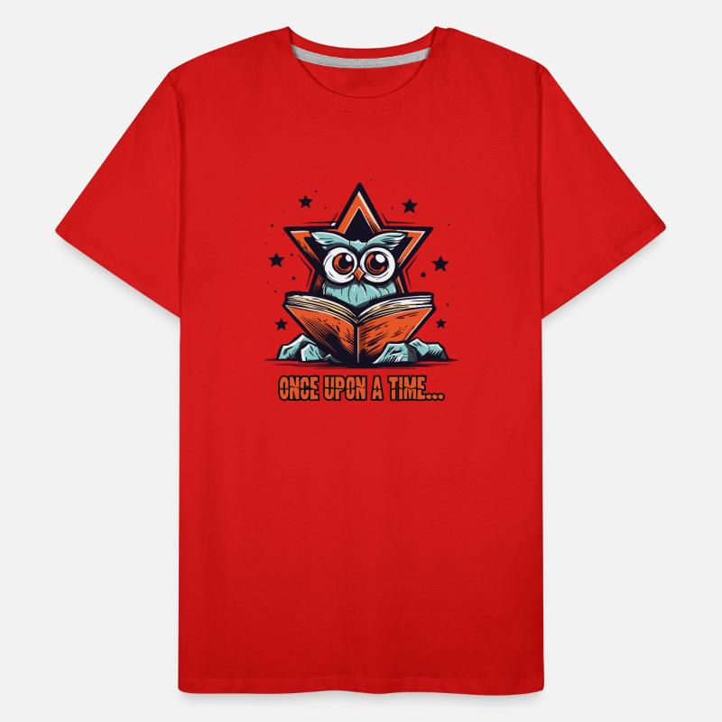 Es war einmal, Eine Bücher lesende Eule Männer Premium Bio T-Shirt