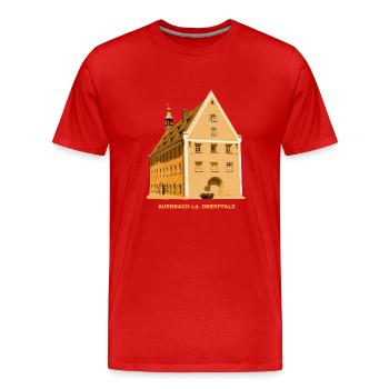 Auerbach, Hôtel de ville, Haut-Palatinat, Amberg, Bavière - T-shirt bio Premium Homme - rouge - Devant - Damien (186cm)