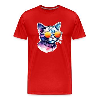 Cat or Kitten - Cute - Sunglasses - Men's Premium Organic T-Shirt - red - Front - Damien (186cm)