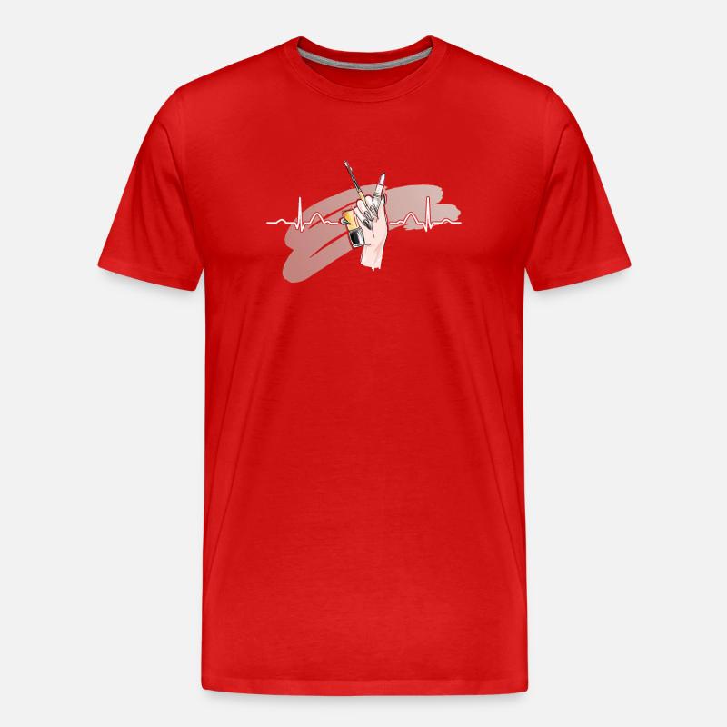 Heartbeat Naildesign Nagelstudio Tech - Männer Premium Bio T-Shirt - Rot