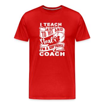 Softball I'm A Softball Coach - Men's Premium Organic T-Shirt - red - Front - Damien (186cm)