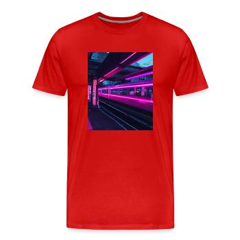 Tokyo Train Station - Men's Premium Organic T-Shirt - red - Front - Damien (186cm)