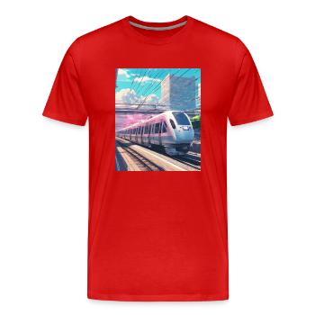 Zug Japan - Männer Premium Bio T-Shirt - Rot - Vorne - Damien (186cm)