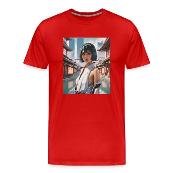 Japon - T-shirt bio Premium Homme - rouge - Devant - Damien (186cm)
