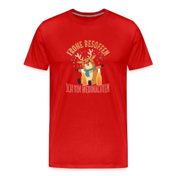 Frohe besoffen ich bin Weihnachten - Männer Premium Bio T-Shirt - Rot - Vorne - Damien (186cm)