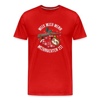 Weck mich auf wenn es Weihnachten ist - Männer Premium Bio T-Shirt - Rot - Vorne - Damien (186cm)