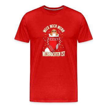 Weck mich auf wenn es Weihnachten ist - Männer Premium Bio T-Shirt - Rot - Vorne - Damien (186cm)