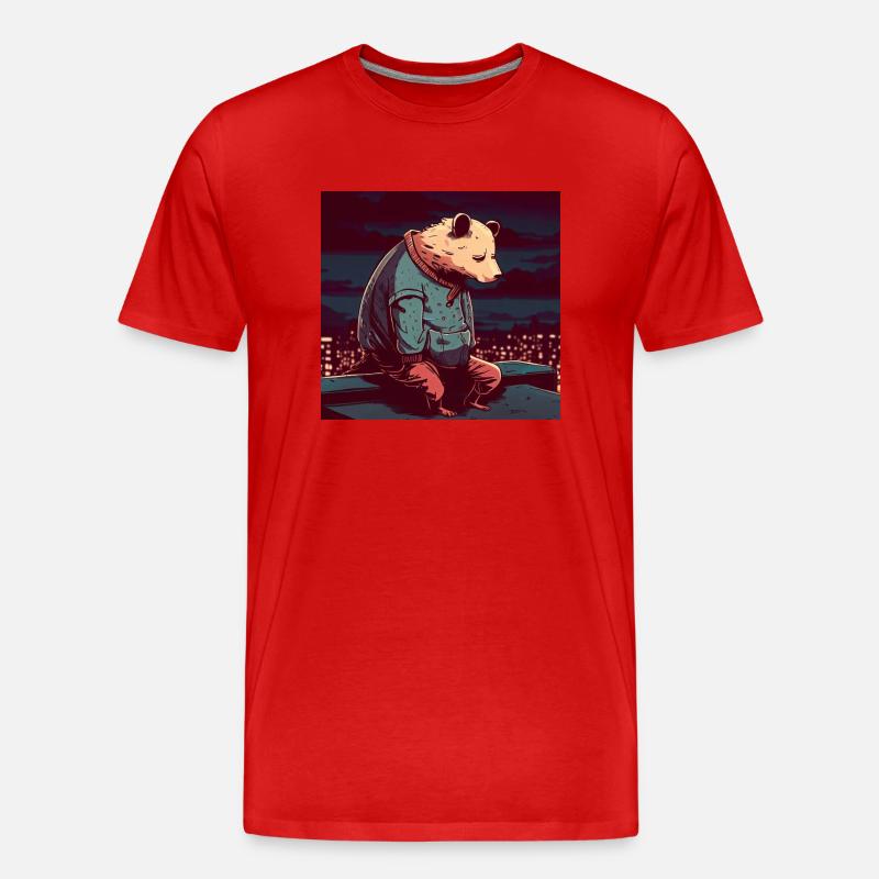 Panda Japanisch - Männer Premium Bio T-Shirt - Rot