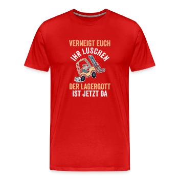 Gabelstapler Staplerfahrer Logistiker Lagerist Lag - Männer Premium Bio T-Shirt - Rot - Vorne - Damien (186cm)