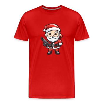Père Noël Pistolet Père Noël Noël - T-shirt bio Premium Homme - rouge - Devant - Damien (186cm)