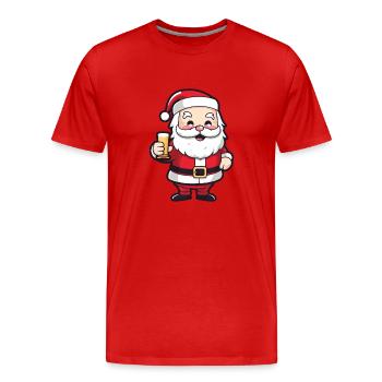 Santa Claus Drinking Comic Christmas - Men's Premium Organic T-Shirt - red - Front - Damien (186cm)