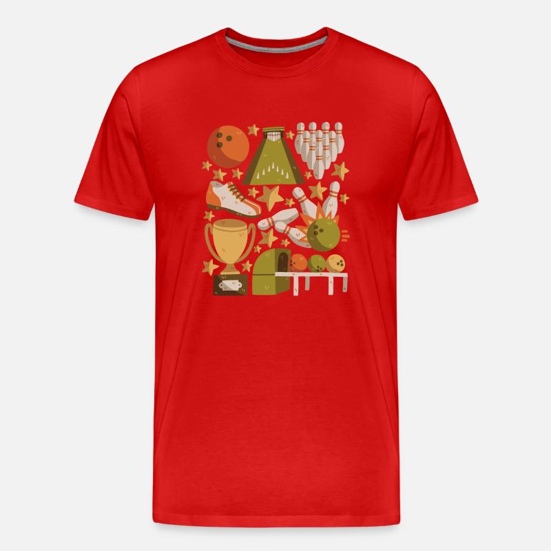 Bowling - Männer Premium Bio T-Shirt - Rot