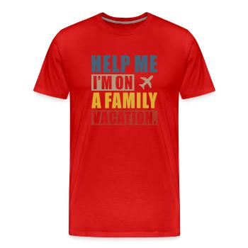Au secours, je suis en vacances en famille - T-shirt bio Premium Homme - rouge - Devant - Damien (186cm)