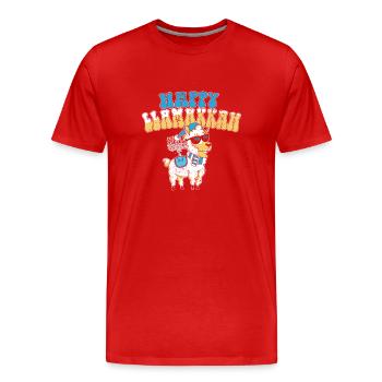Hanukkah Jewish Costume Happy Llamakkah Llama - Männer Premium Bio T-Shirt - Rot - Vorne - Damien (186cm)