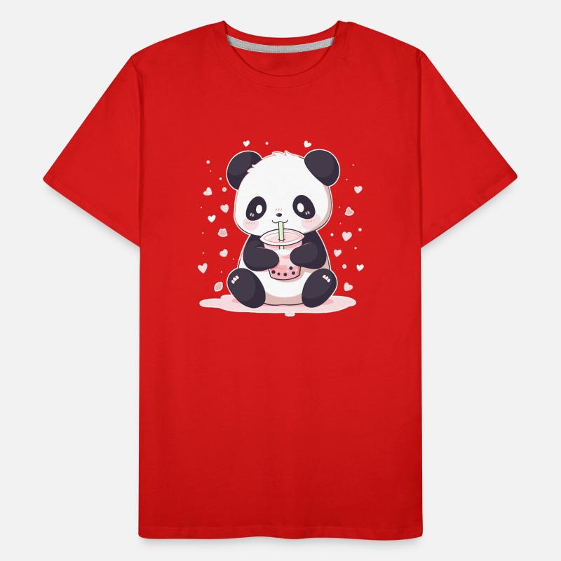 Kawaii Panda Drinks Boba Bubble Tea Chibi Men's Premium Organic T-Shirt