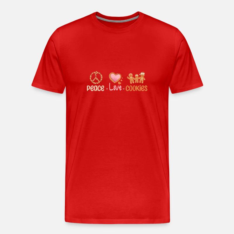 Paix amour biscuits de Noël - T-shirt bio Premium Homme - rouge