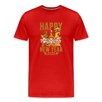 Happy New Year 2025 - Männer Premium Bio T-Shirt - Rot - Vorne - Damien (186cm)