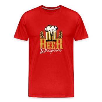 Bière Whisperer Bière artisanale brasseur Homebrew - T-shirt bio Premium Homme - rouge - Devant - Damien (186cm)